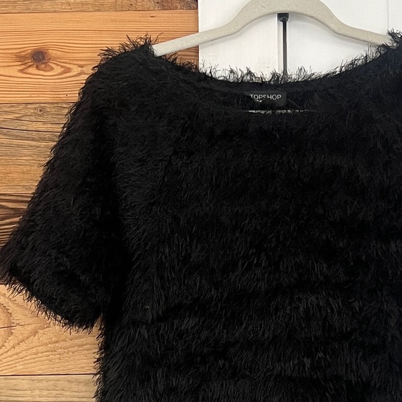 Topshop Fuzzy Eyelash Black Short Sleeve Sweater - Picture 4 of 4